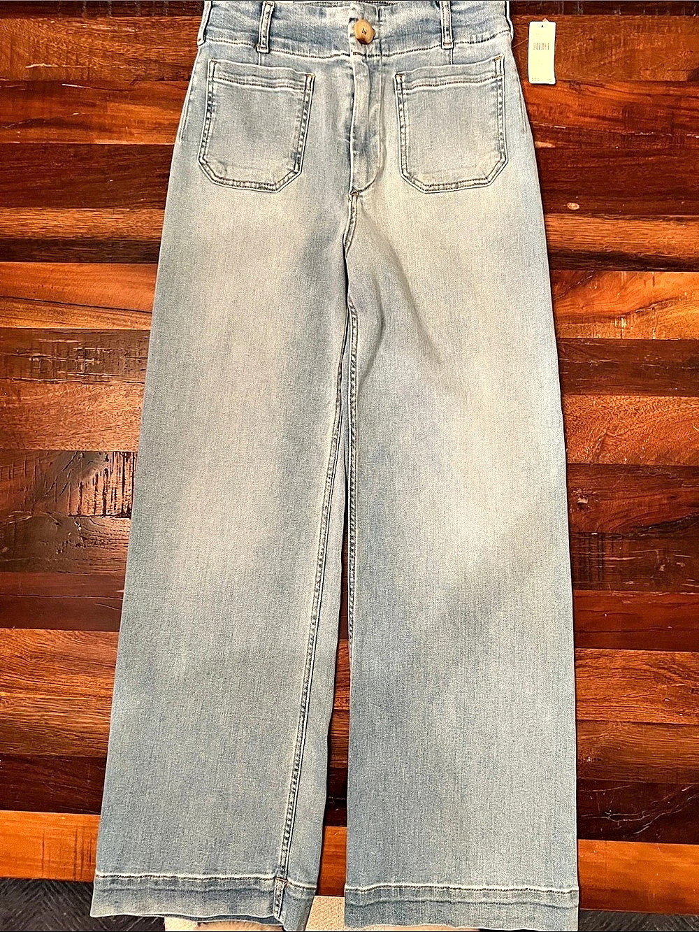 Anthropologie Maeve The Colette Full Length Wide Leg Jeans in Blue Waist 28 NWT